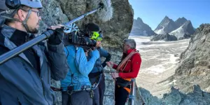 Bergdreh in den Schweizer Alpen Tonassistent Enno Winde Bergerfahrung Klettern Bergsteigen