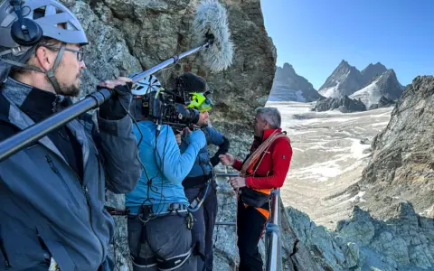 Bergdreh in den Schweizer Alpen Tonassistent Enno Winde Bergerfahrung Klettern Bergsteigen